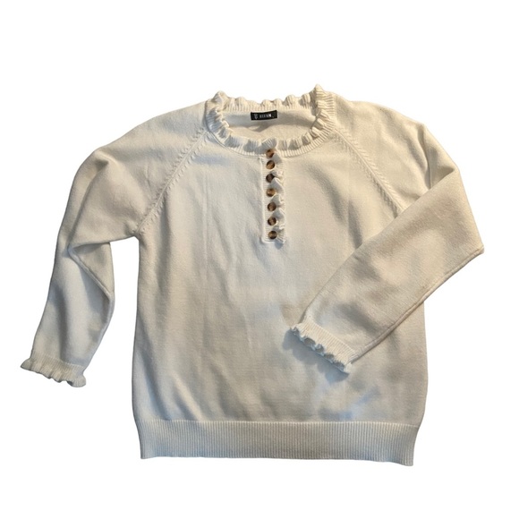 Sweaters - SOFT ruffle trim pull-over sweater - NEW